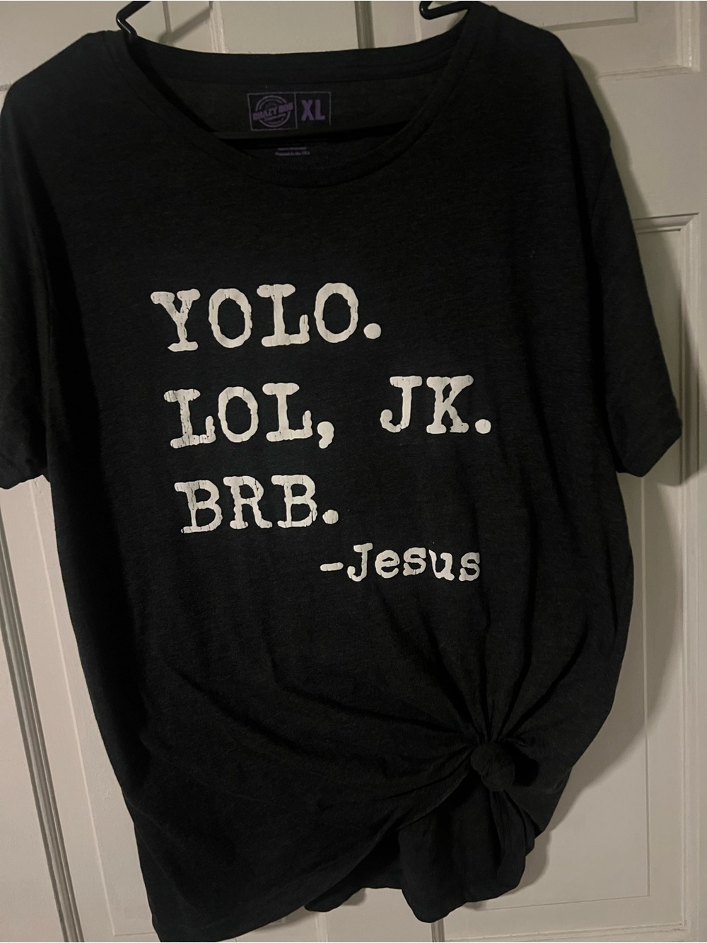 Black Graphic Tee "YOLO. LOL, JK. BRB."